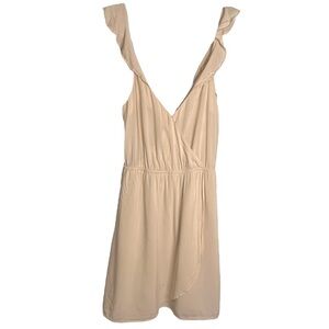 BCBGeneration Sleeveless Dress Light Beige Faux Wrap Size XS TNW6R190 “Cashmere”